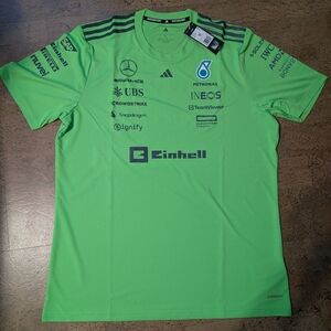 NWT Adidas Mercedes AMG Petronas F1 Formula One Set-up Mens T-shirt Green Sz XL